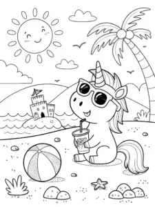 Розмальовки з єдинорогами – 21 казкова ідея • Kids Time black-and-white-coloring-page-showing-a-cute-unico