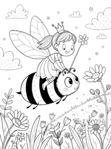 26+ чарівних ідей: розмальовки феї завантажити безкоштовно • Kids Time Маленька фея на спині джмеля розмальовка завантажити