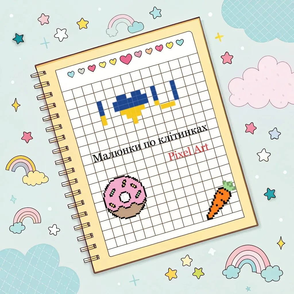 Малюнки по клітинках: від простих до складніших, шаблони • Kids Time Малюнки по клітинках банер