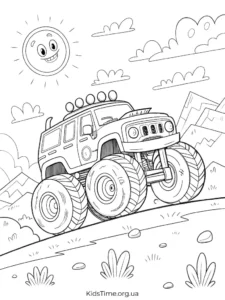 47+ безкоштовних розмальовок транспорту: летючий, наземний, водний • Kids Time KidsTime_Розмальовка монстер трак для хлопчиків