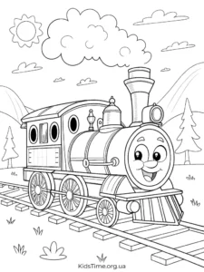47+ безкоштовних розмальовок транспорту: летючий, наземний, водний • Kids Time KidsTime_Розмальовка потяг