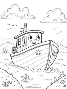 47+ безкоштовних розмальовок транспорту: летючий, наземний, водний • Kids Time KidsTime_Розмальовка простий човен завантажити