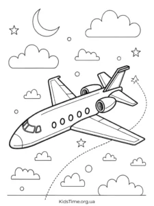 47+ безкоштовних розмальовок транспорту: летючий, наземний, водний • Kids Time KidsTime_Розмальовка реактивного літака