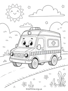 47+ безкоштовних розмальовок транспорту: летючий, наземний, водний • Kids Time KidsTime_Розмальовка швидка допомога