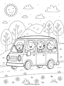 47+ безкоштовних розмальовок транспорту: летючий, наземний, водний • Kids Time KidsTime_Розмальовка Сімейний мінівен