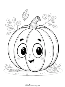 🍁 40+ осінніх розмальовок для дітей: від малюків до старших • Kids Time KidsTime_розмальовка Гарбуз із посмішкою