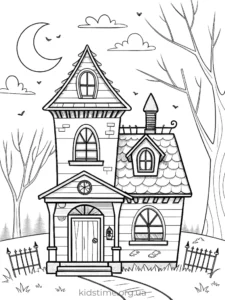 🎃 Розмальовки Хелловін: 30+ безкоштовних шаблонів для друку • Kids Time будинок з привидами розмальовка хелловін