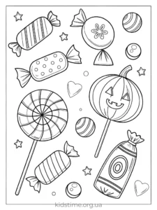 🎃 Розмальовки Хелловін: 30+ безкоштовних шаблонів для друку • Kids Time цукерки набір розмальовка хелловін