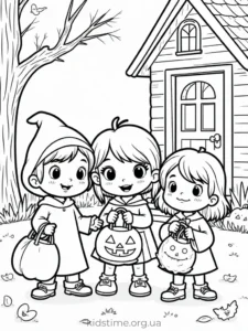 🎃 Розмальовки Хелловін: 30+ безкоштовних шаблонів для друку • Kids Time діти група трік ор тріт розмальовка