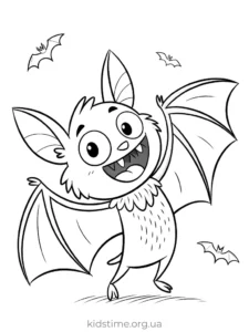 🎃 Розмальовки Хелловін: 30+ безкоштовних шаблонів для друку • Kids Time кажан мультяшний розмальовка хелловін