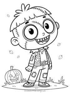🎃 Розмальовки Хелловін: 30+ безкоштовних шаблонів для друку • Kids Time маленький зомбі смішний розмальовка хелловін