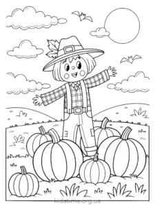 🎃 Розмальовки Хелловін: 30+ безкоштовних шаблонів для друку • Kids Time опудало з гарбузом розмальовка хелловін
