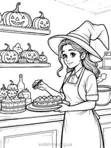 🎃 Розмальовки Хелловін: 30+ безкоштовних шаблонів для друку • Kids Time пекарня солодощі хелловін розмальовка