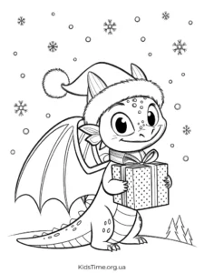 Розмальовки Беззубик та друзі 🐉 скачати й роздрукувати • Kids Time Розмальовка Беззубик у зимовому одязі