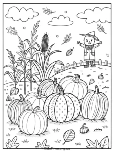 Осінні розмальовки овочів та фруктів🥕🌽🍎: 25+ ідей для дітей • Kids Time Розмальовка Гарбуз на городі - для дітей 4-8 років