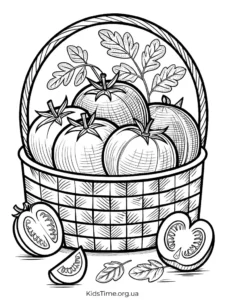 Осінні розмальовки овочів та фруктів🥕🌽🍎: 25+ ідей для дітей • Kids Time Розмальовка Кошик з помідорами та овочами - для дітей 5-10 років