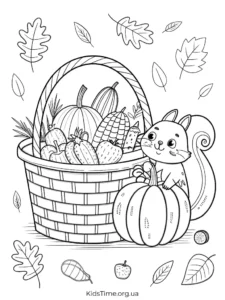 Осінні розмальовки овочів та фруктів🥕🌽🍎: 25+ ідей для дітей • Kids Time Розмальовка Кошик з яблуками та овочами - для дітей 5-10 років