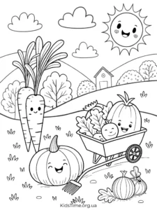 Осінні розмальовки овочів та фруктів🥕🌽🍎: 25+ ідей для дітей • Kids Time Розмальовка Осінній овочевий сад для малюків - для дітей 4-8 років