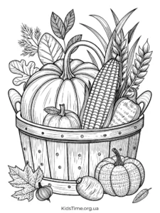 Осінні розмальовки овочів та фруктів🥕🌽🍎: 25+ ідей для дітей • Kids Time Розмальовка Осінній урожай овочів у кошику