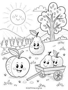 Осінні розмальовки овочів та фруктів🥕🌽🍎: 25+ ідей для дітей • Kids Time Розмальовка Веселий осінній сад для дітей - для дітей 3-7 років