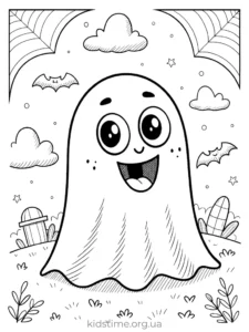 🎃 Розмальовки Хелловін: 30+ безкоштовних шаблонів для друку • Kids Time щасливий привид розмальовка хелловін
