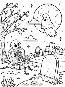 🎃 Розмальовки Хелловін: 30+ безкоштовних шаблонів для друку • Kids Time старе кладовище розмальовка хелловін