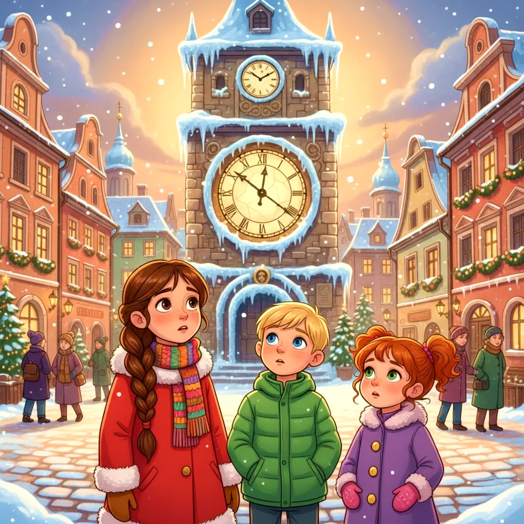 Чарівний годинник засмучені діти на площі казка